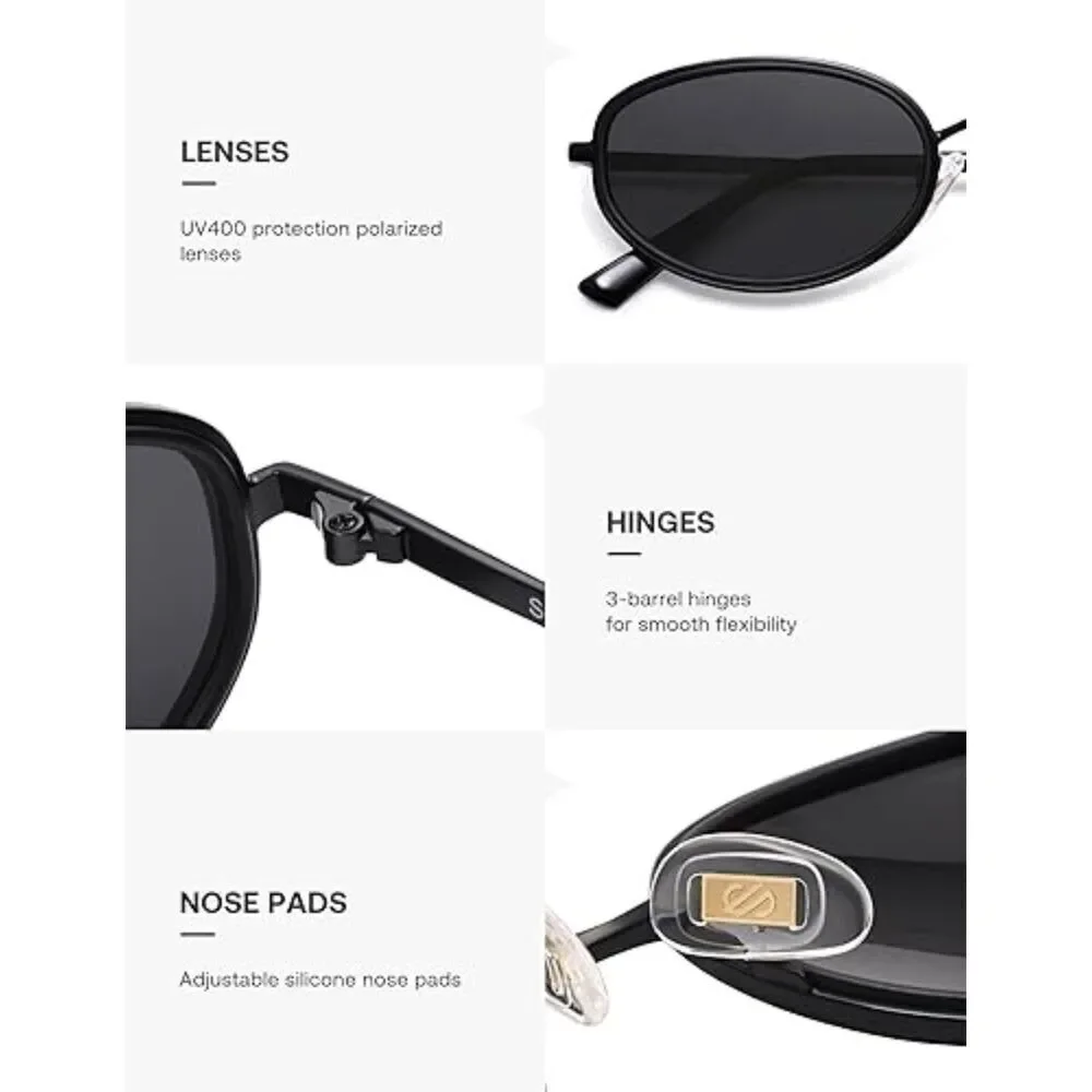 Trendy Oval Round Polarized Sunglasses for Men and Women Retro SJ1248